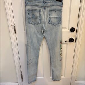 AMIRI Zig Zag Light Blue Skinny Jeans